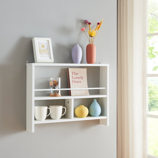 Scaffale da Parete Piteå con 3 Scomparti 60x10,5x 45 cm Bianco [en.casa]