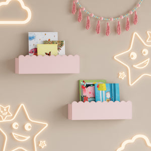 Set di 2 Mensole Vestnes con Bordo Rialzato 40 x 10 x 10 cm per Cameretta - Rosa [en.casa]