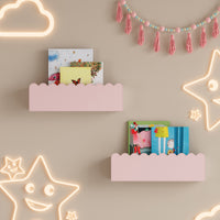 Set di 2 Mensole Vestnes con Bordo Rialzato 40 x 10 x 10 cm per Cameretta - Rosa [en.casa]