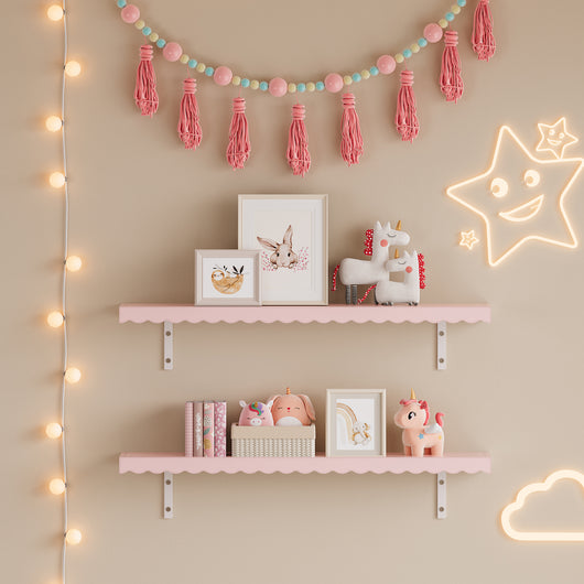 Set di 2 Mensole Vestnes 80 x 17 x 4 cm per Cameretta - Rosa [en.casa]