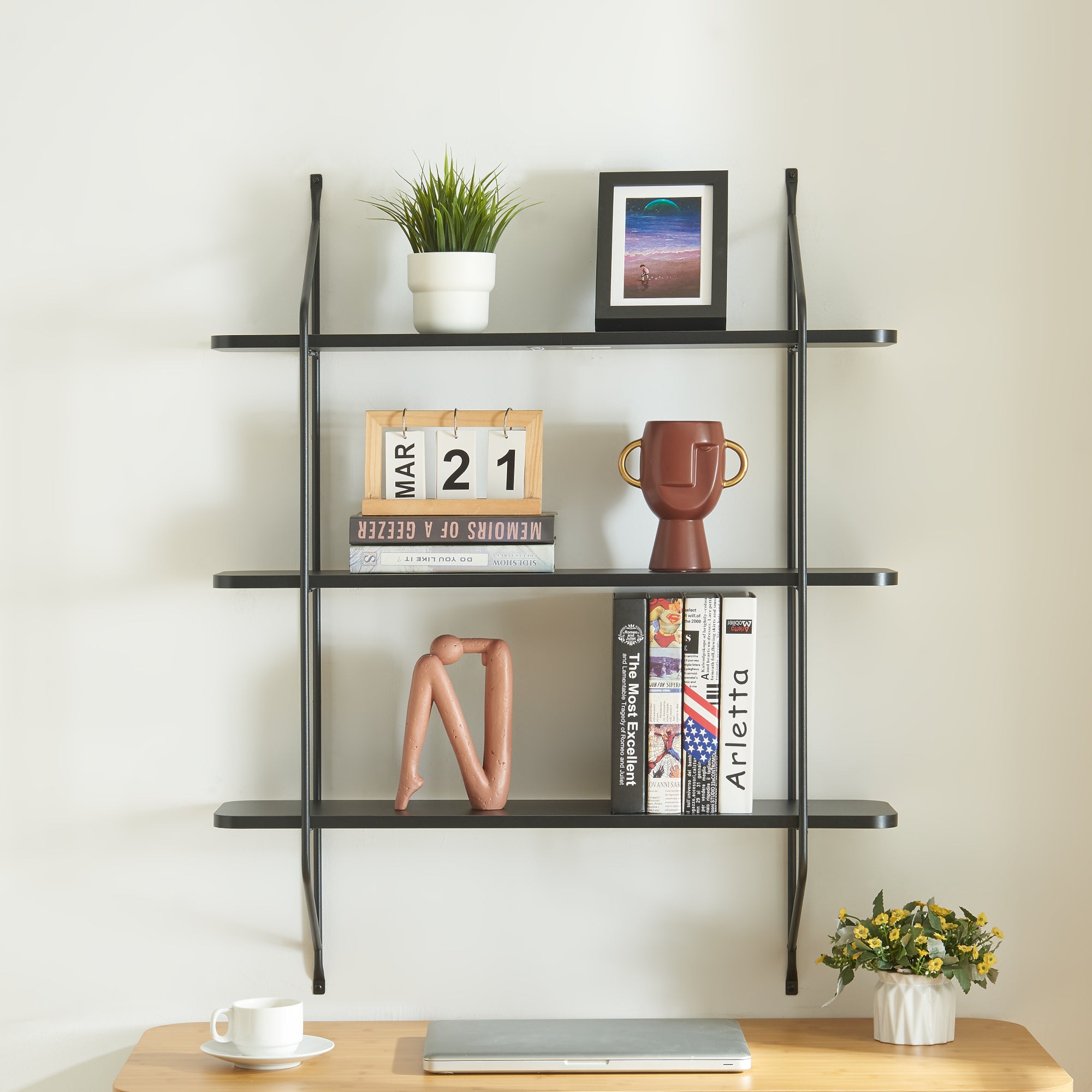 Scaffale da Parete Østfold a 3 Ripiani - Nero [en.casa]