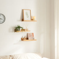 set Gildeskål di 3 Mensole da Muro Piani con Bordi Anticaduta - Bambù Naturale [en.casa]