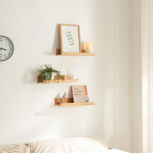 set Gildeskål di 3 Mensole da Muro Piani con Bordi Anticaduta - Bambù Naturale [en.casa]