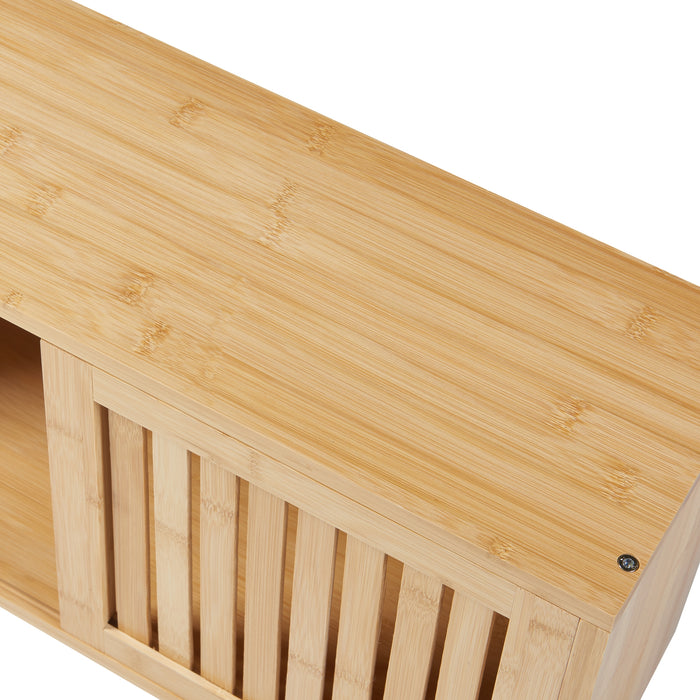 Armadietto da Parete Grums con 2 Ante Scorrevoli 92x20x33 cm Bambù Naturale [en.casa]