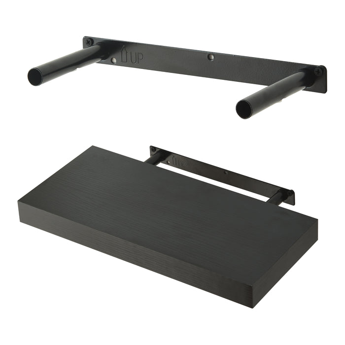 Set Stranda 2 Mensole da Muro 38x17x4 cm Nero [en.casa]