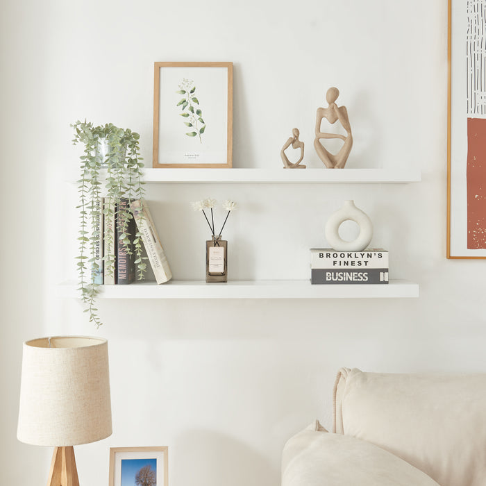 Set Stranda 2 Mensole da Muro 100x20x4 cm Bianco [en.casa]