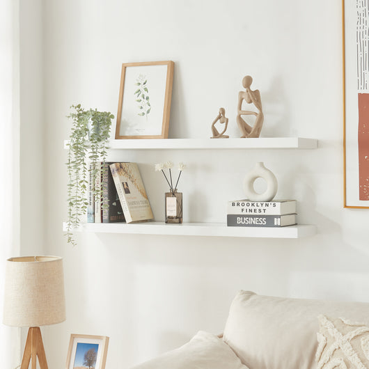 Set Stranda 2 Mensole da Muro 100x20x4 cm Bianco [en.casa]