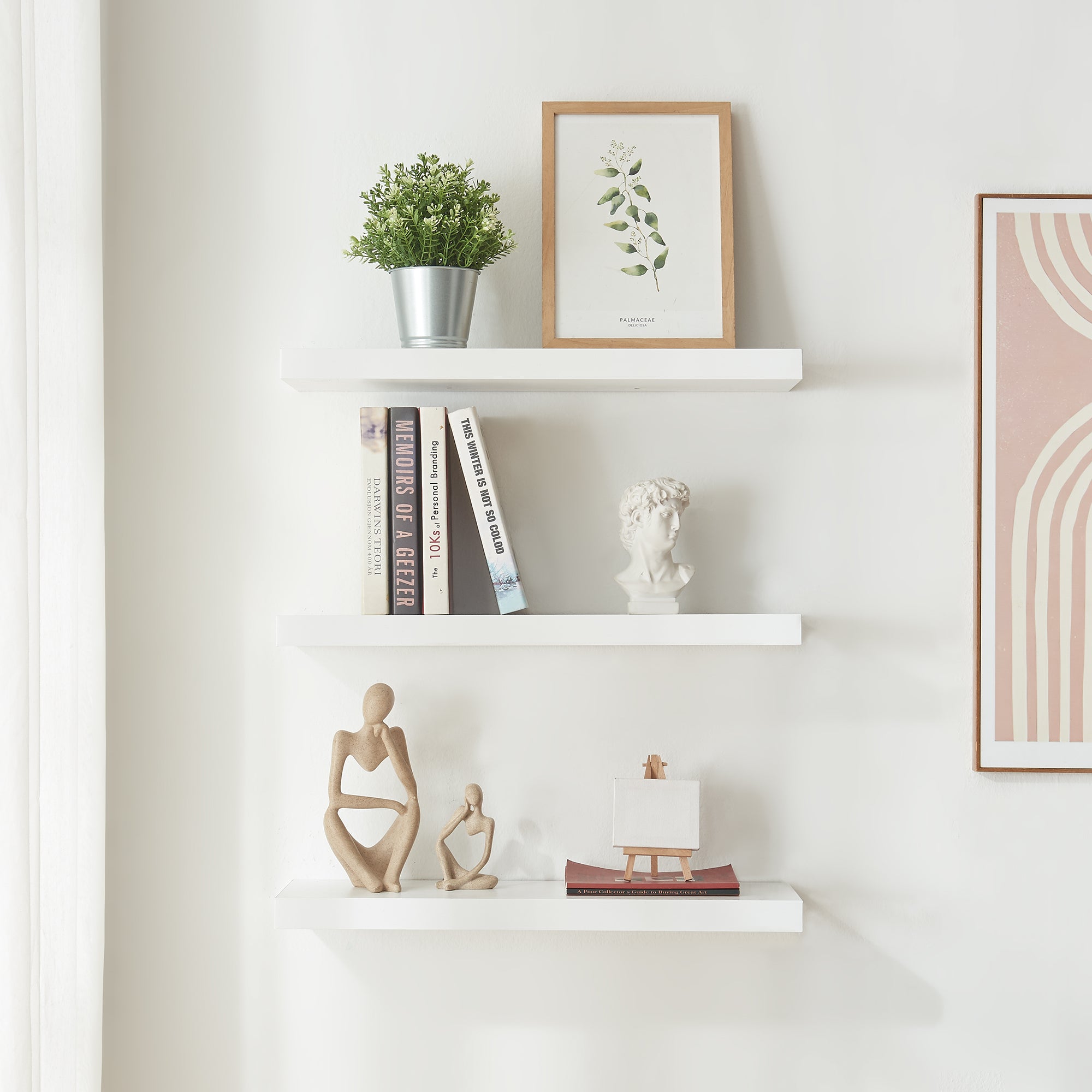 Set Stranda 3 Mensole da Muro 60x20x4 cm Bianco [en.casa]