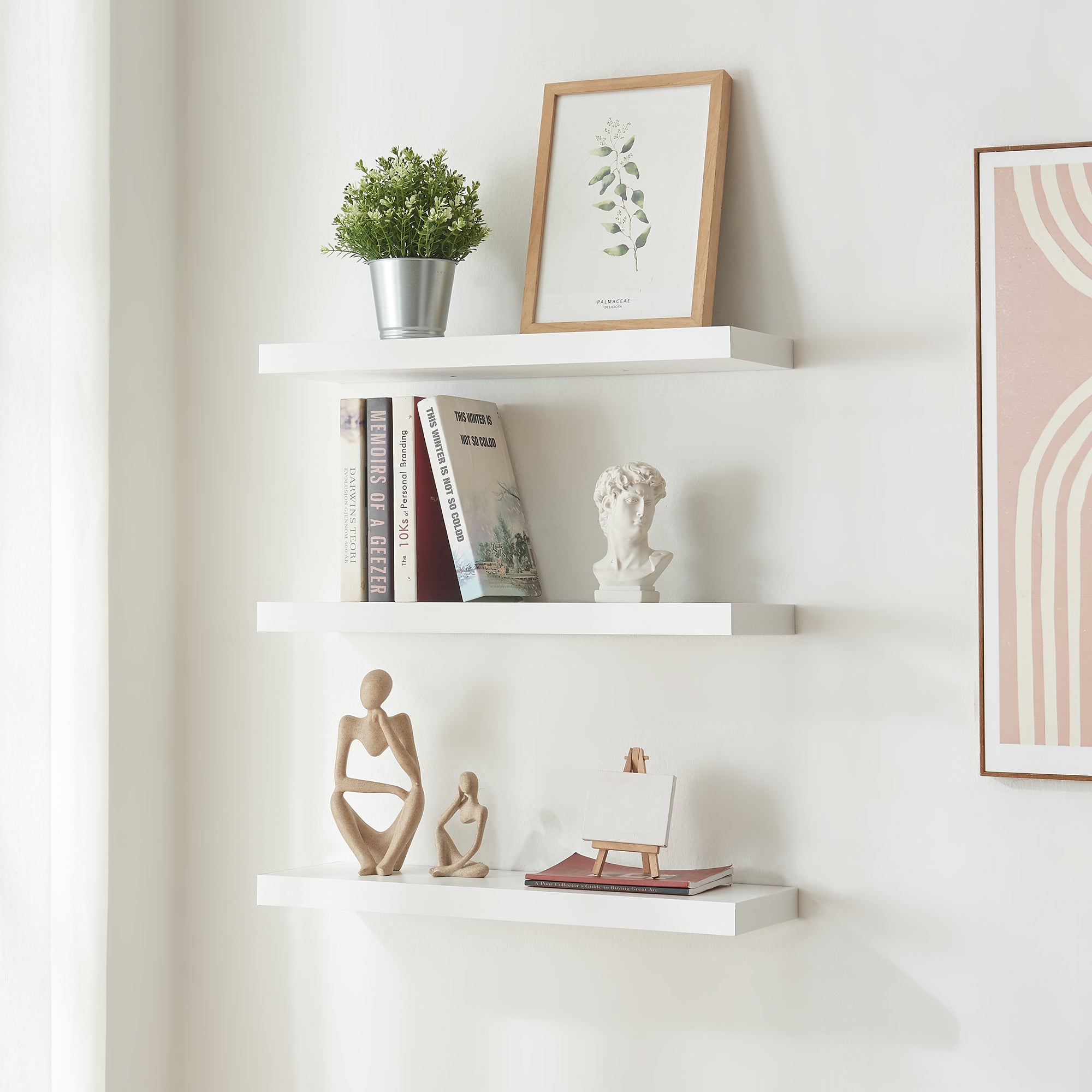 Set Stranda 3 Mensole da Muro 60x20x4 cm Bianco [en.casa]
