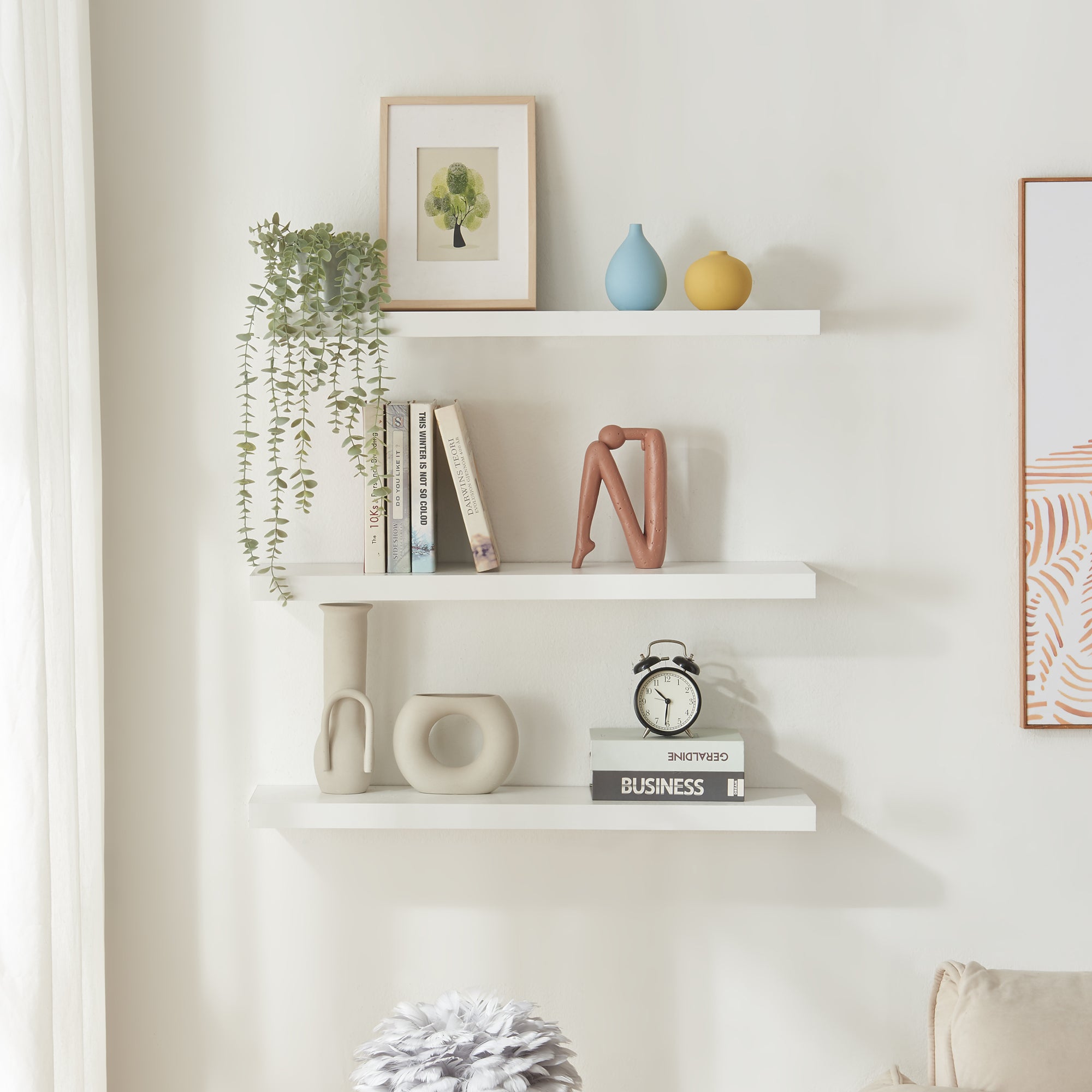 Set Stranda 3 Mensole da Muro 80x20x4 cm Bianco [en.casa]