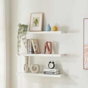 Set Stranda 3 Mensole da Muro 80x20x4 cm Bianco [en.casa]