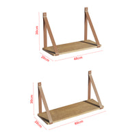 Set di 2 Mensole da Muro Utsira con Staffe in Similpelle - Marrone / Effetto Rovere [en.casa]