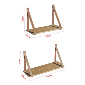 Set di 2 Mensole da Muro Utsira con Staffe in Similpelle - Marrone / Effetto Rovere [en.casa]