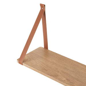 Set di 2 Mensole da Muro Utsira con Staffe in Similpelle - Marrone / Effetto Rovere [en.casa]