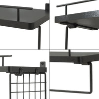 Set di 2 Mensole Vik con Porta Asciugamani e Scomparto Aperto - Nero [en.casa]