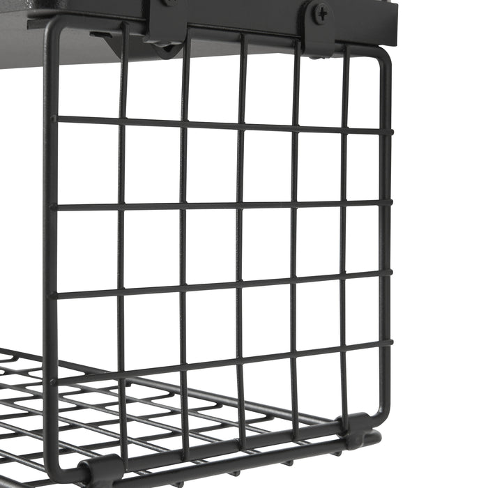 Set di 2 Mensole Vik con Porta Asciugamani e Scomparto Aperto - Nero [en.casa]