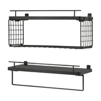 Set di 2 mensole da parete mobiletto moderno per bagno nero 03_0009761