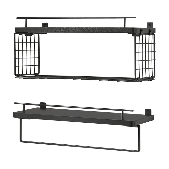 Set di 2 mensole da parete mobiletto moderno per bagno nero 03_0009761
