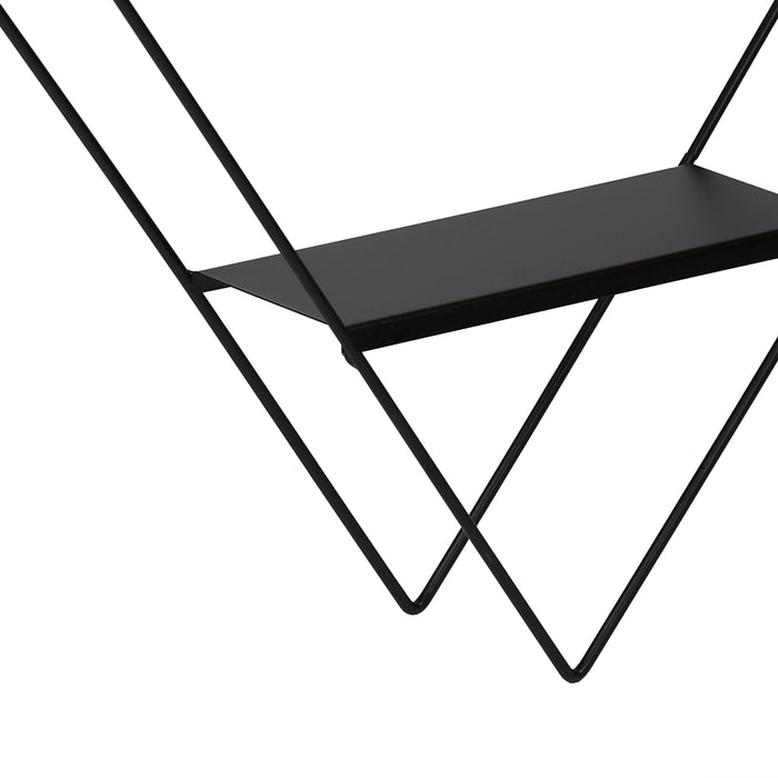 Scaffale Pensile a Forma di Rombo Consolle Romboidale a Muro con 3 Ripiani Mensola da Parete in Metallo 66 x 50 x 9  cm