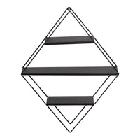 Scaffale Pensile a Forma di Rombo Consolle Romboidale a Muro con 3 Ripiani Mensola da Parete in Metallo 66 x 50 x 9  cm