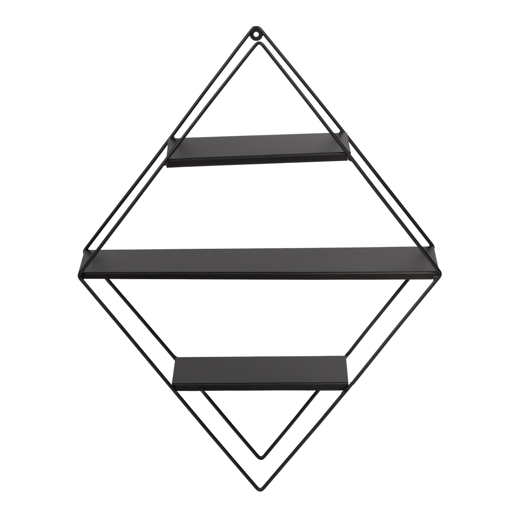 Scaffale Pensile a Forma di Rombo Consolle Romboidale a Muro con 3 Ripiani Mensola da Parete in Metallo 66 x 50 x 9  cm