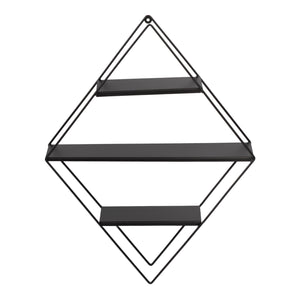 Scaffale Pensile a Forma di Rombo Consolle Romboidale a Muro con 3 Ripiani Mensola da Parete in Metallo 66 x 50 x 9  cm