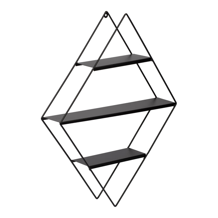 Scaffale Pensile a Forma di Rombo Consolle Romboidale a Muro con 3 Ripiani Mensola da Parete in Metallo 66 x 50 x 9  cm