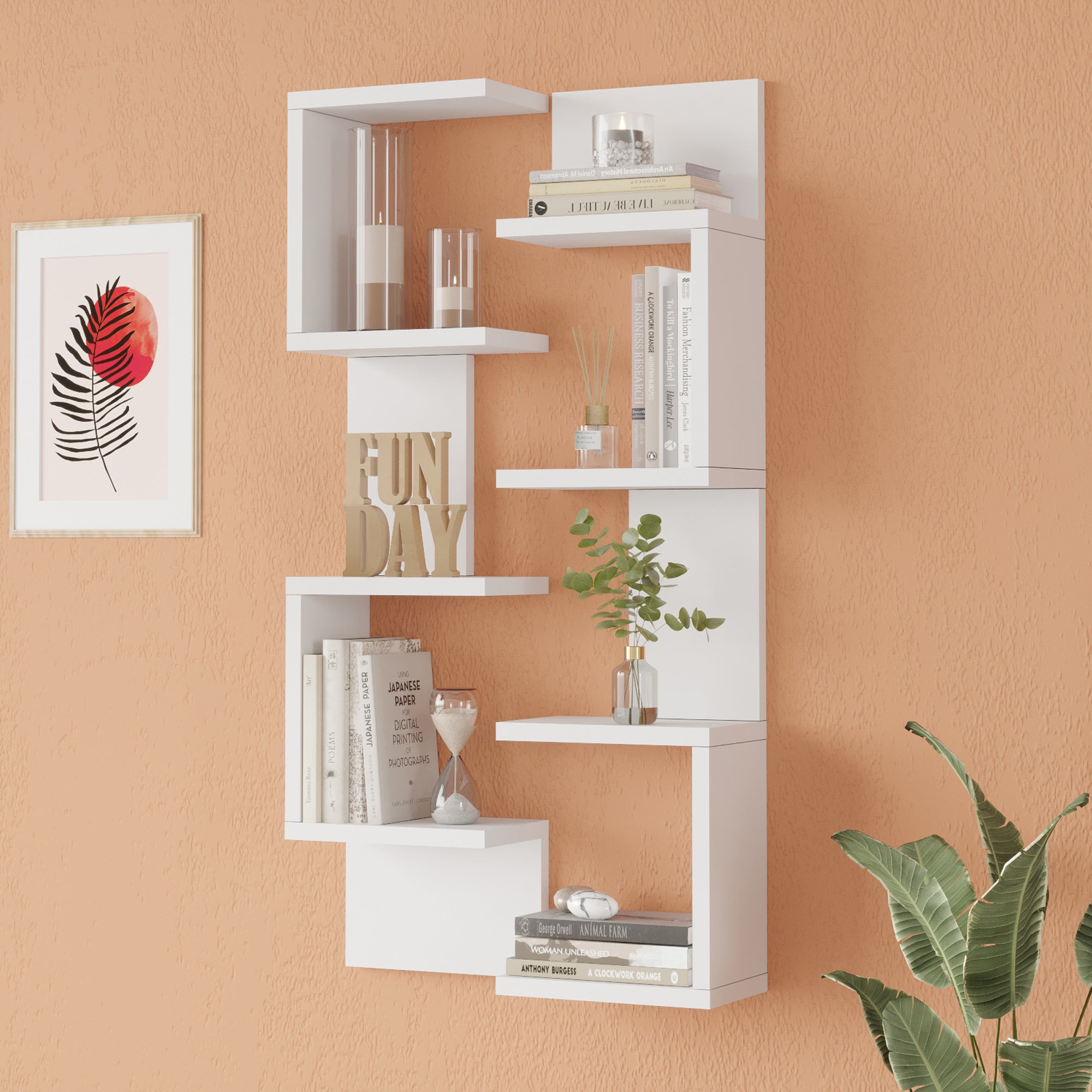 Set Omn 2 Scaffali da Parete Libreria a Muro 93x24x15 cm Bianco [en.casa]
