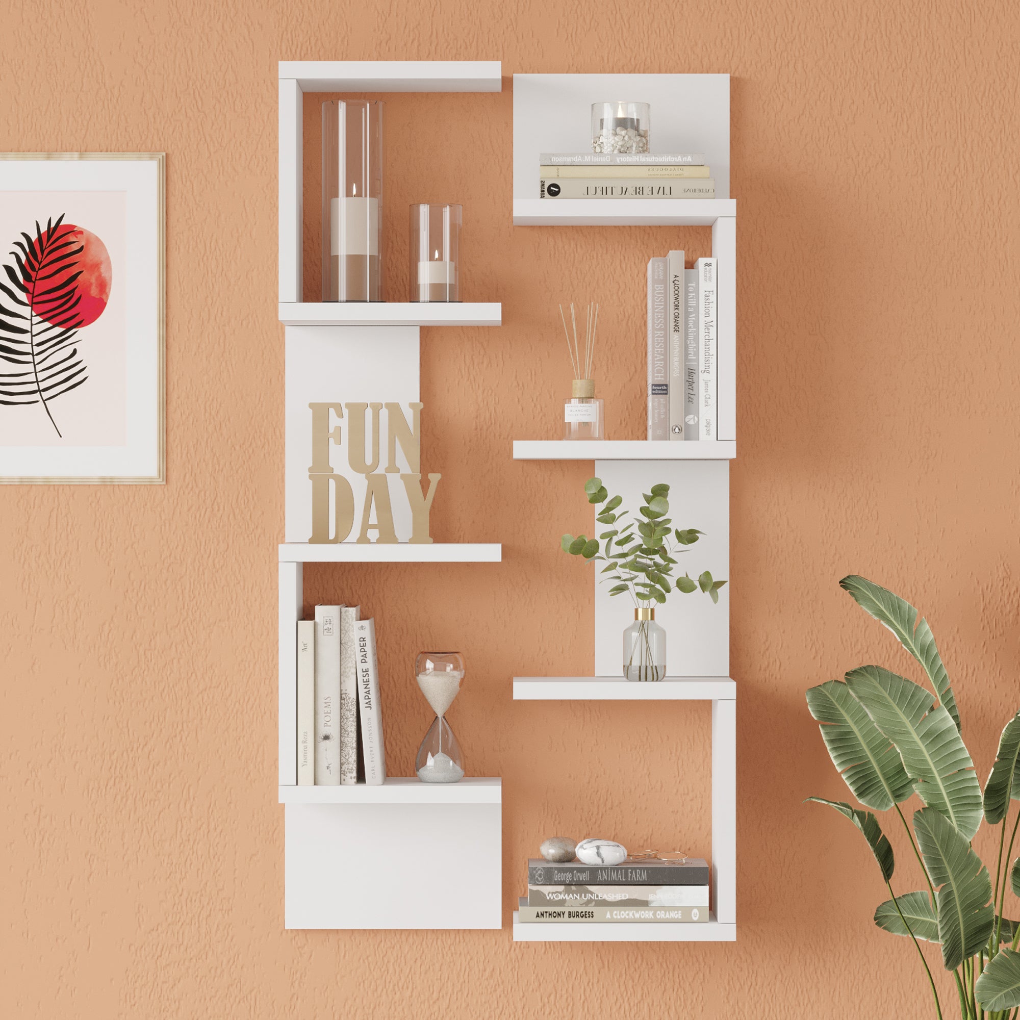 Set Omn 2 Scaffali da Parete Libreria a Muro 93x24x15 cm Bianco [en.casa]