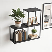 Set Nostened di 3 Mensole da Muro 28 x 28 x 20 cm in Acciaio - Nero [en.casa]