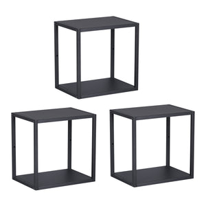 Set Nostened di 3 Mensole da Muro 28 x 28 x 20 cm in Acciaio - Nero [en.casa]
