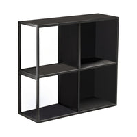 Set Nostened di 4 Mensole da Muro 28 x 28 x 20 cm con Pannello Posteriore e Laterale in Acciaio - Nero [en.casa]