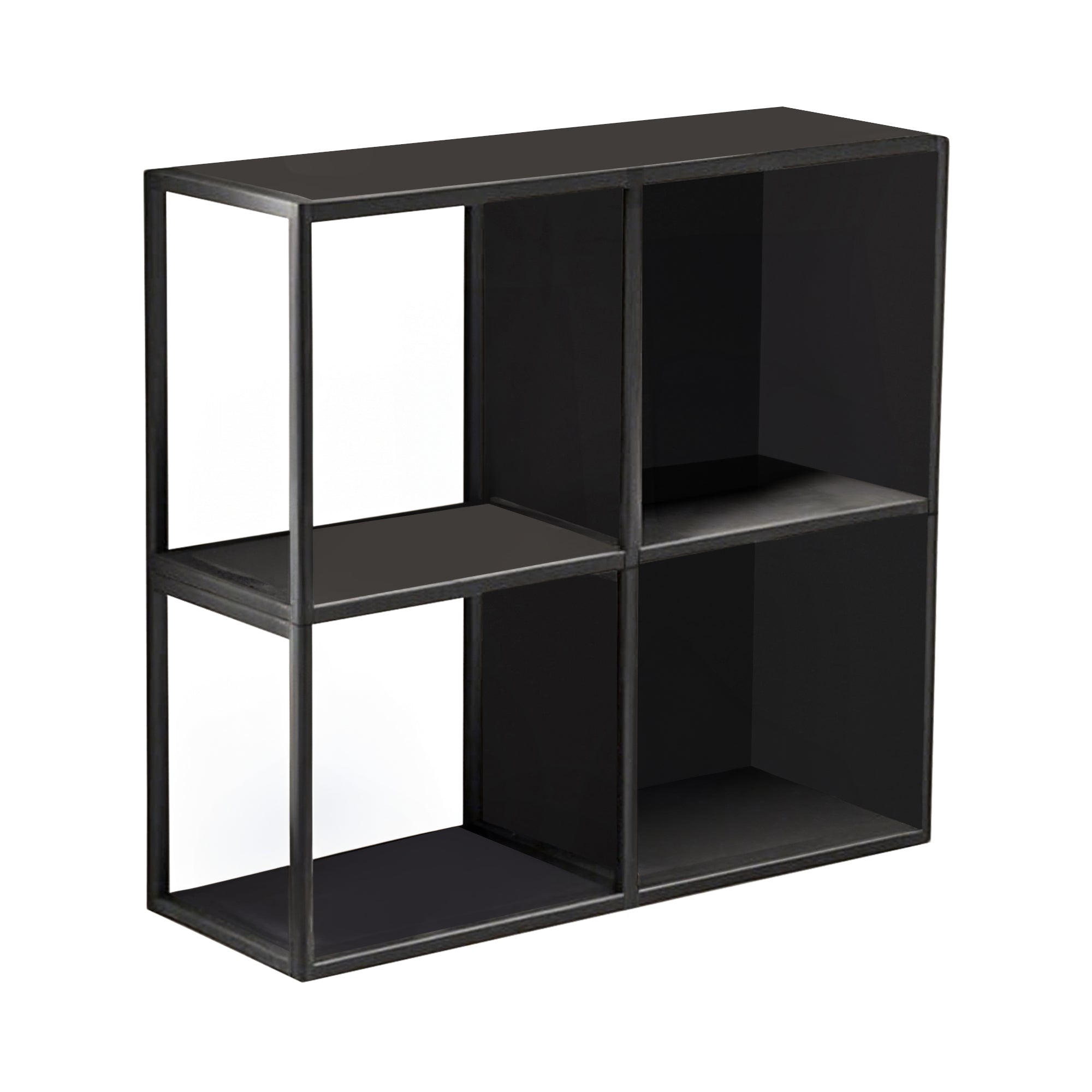 Set Nostened di 4 Mensole da Muro 28 x 28 x 20 cm con Pannello Posteriore e Laterale in Acciaio - Nero [en.casa]