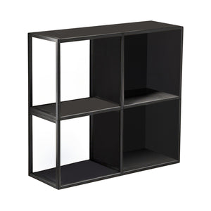 Set Nostened di 4 Mensole da Muro 28 x 28 x 20 cm con Pannello Posteriore e Laterale in Acciaio - Nero [en.casa]