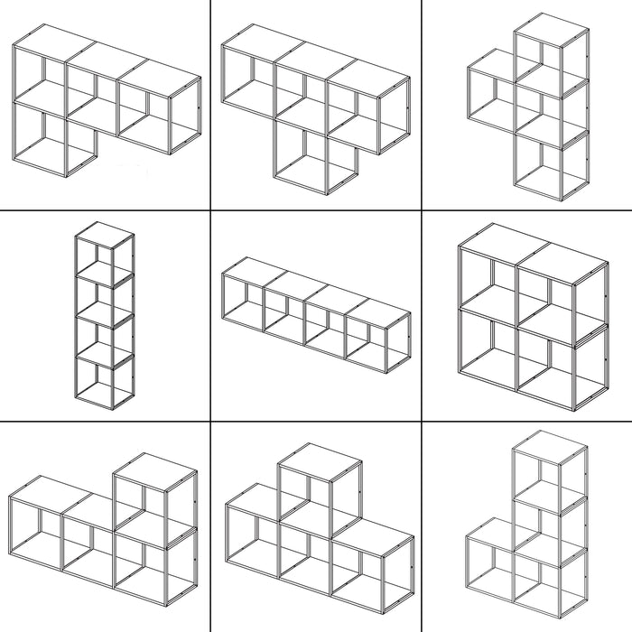 Set Nostened di 4 Mensole da Muro 28 x 28 x 20 cm in Acciaio - Nero [en.casa]