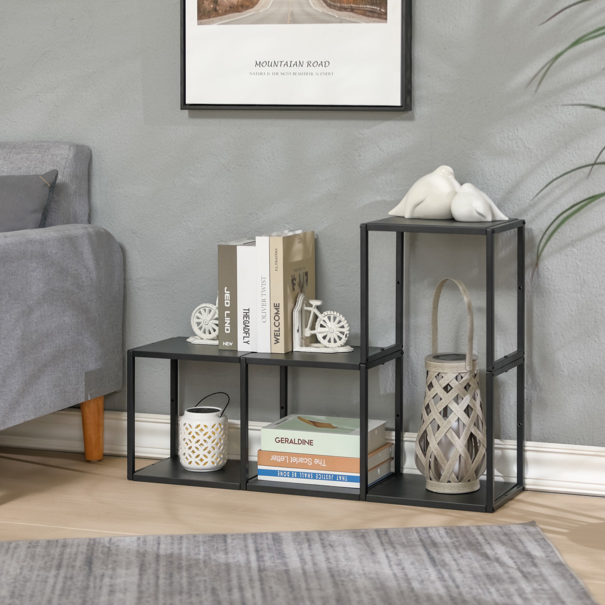 Set Nostened di 4 Mensole da Muro 28 x 28 x 20 cm in Acciaio - Nero [en.casa]