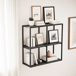 Set Nostened di 4 Mensole da Muro 28 x 28 x 20 cm in Acciaio - Nero [en.casa]