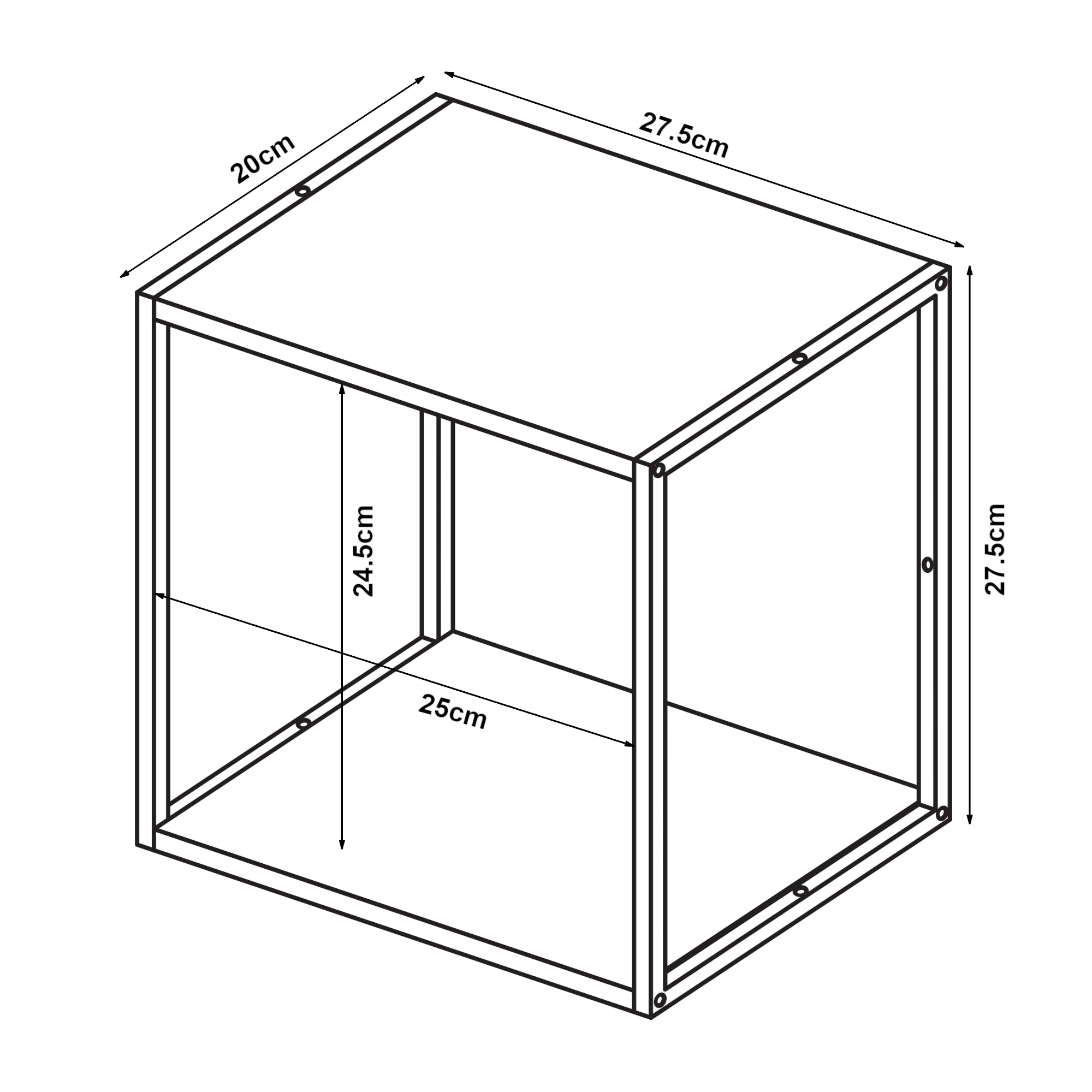 Set Nostened di 5 Mensole da Muro 28 x 28 x 20 cm con Pannello Posteriore e Laterale in Acciaio - Nero [en.casa]