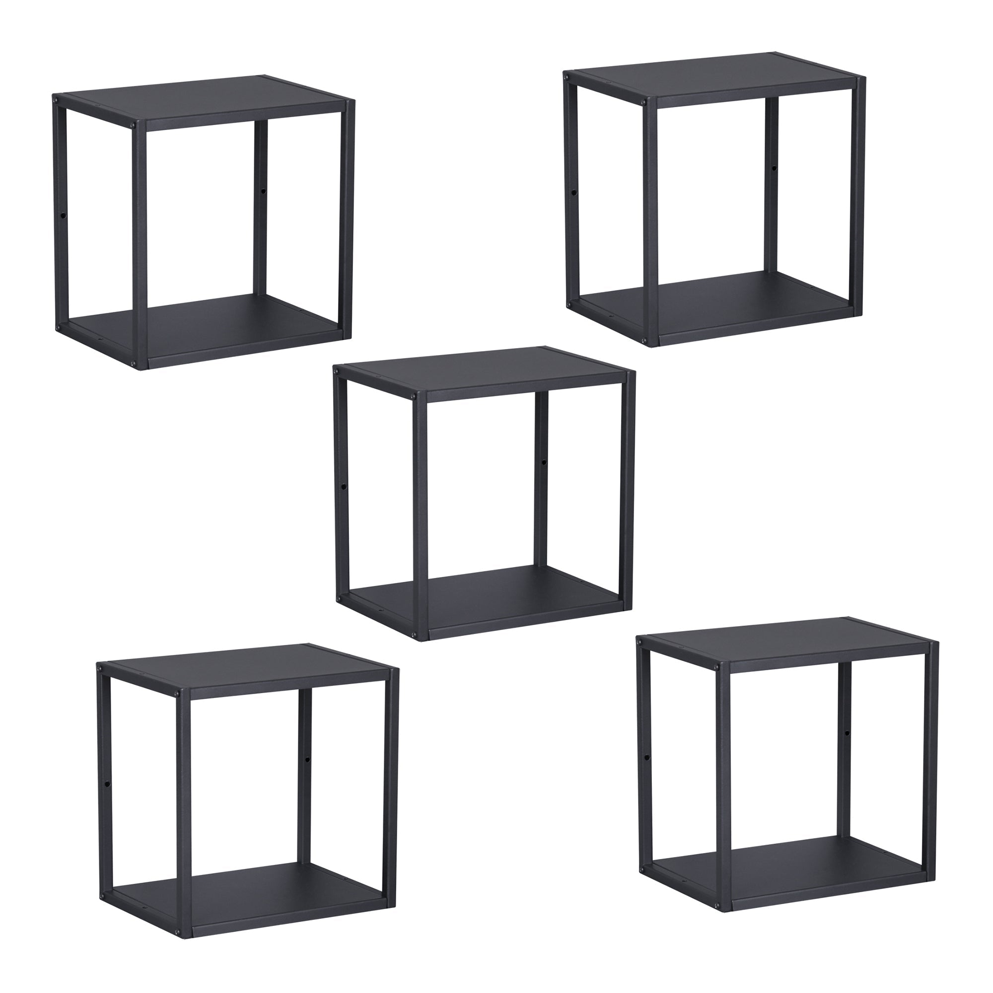 Set di 5 mensole da parete in acciaio nero 28 x 28 x 20 cm 03_0010663