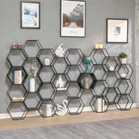 Set Tand 2 Scaffali Esagonali Mensole in Acciaio Scaffali Modulari da Muro o Terra - Nero [en.casa]