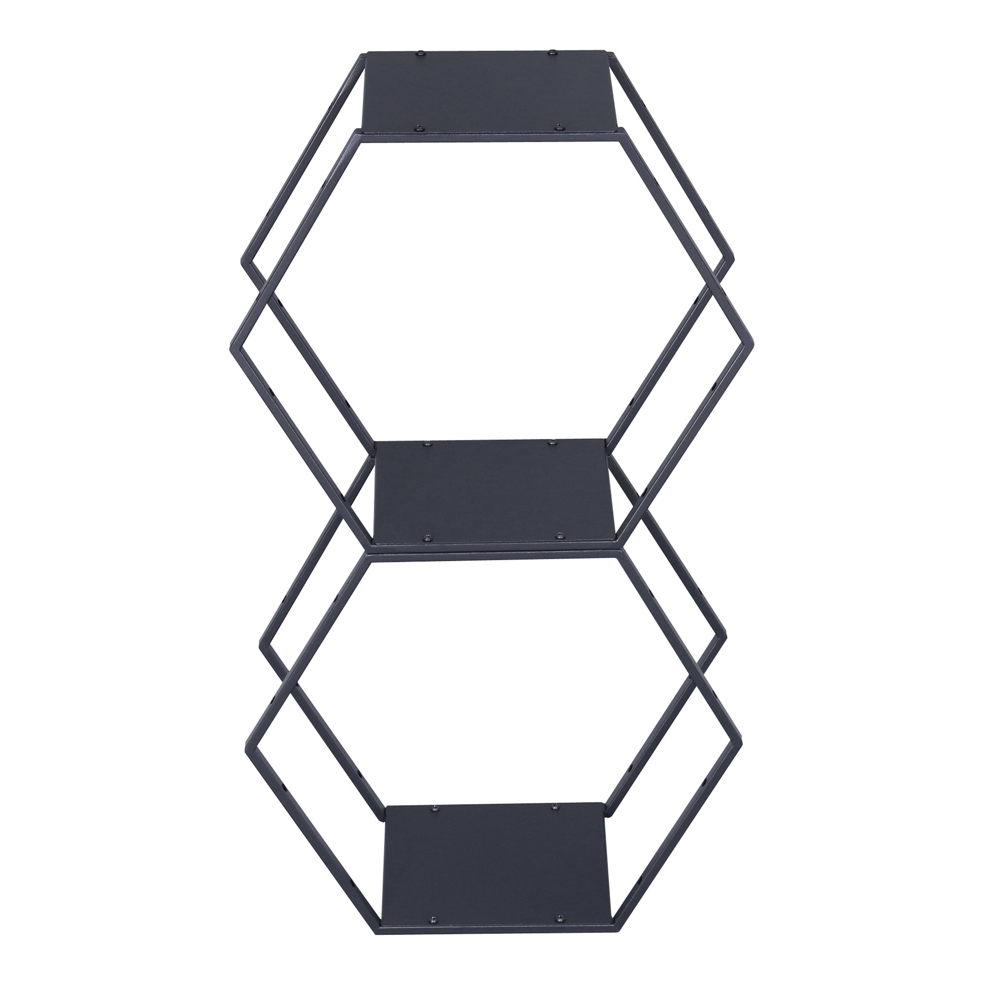 Set Tand 2 Scaffali Esagonali Mensole in Acciaio Scaffali Modulari da Muro o Terra - Nero [en.casa]