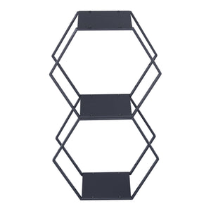 Set Tand 2 Scaffali Esagonali Mensole in Acciaio Scaffali Modulari da Muro o Terra - Nero [en.casa]