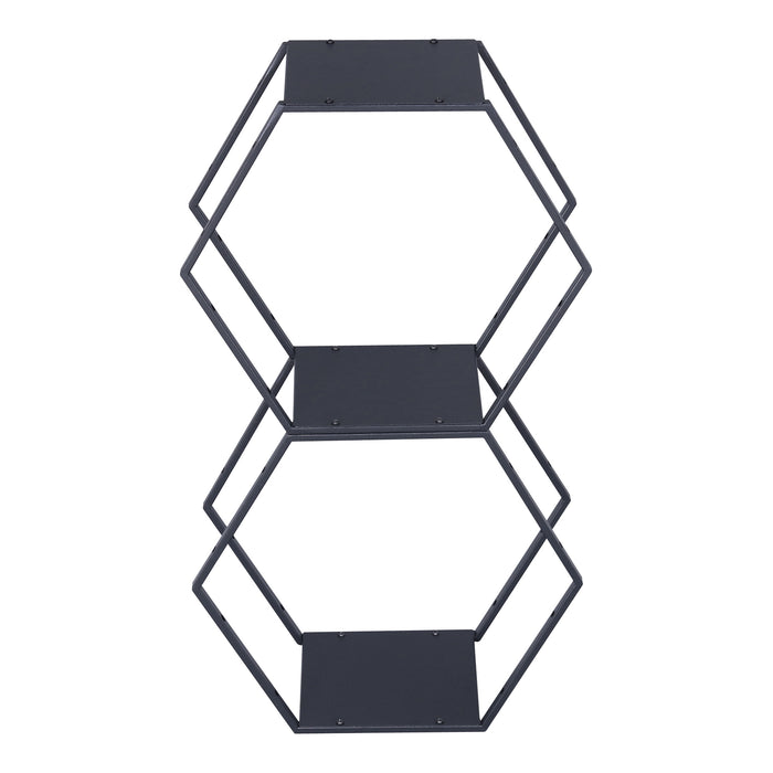 Set Tand 2 Scaffali Esagonali Mensole in Acciaio Scaffali Modulari da Muro o Terra - Nero [en.casa]