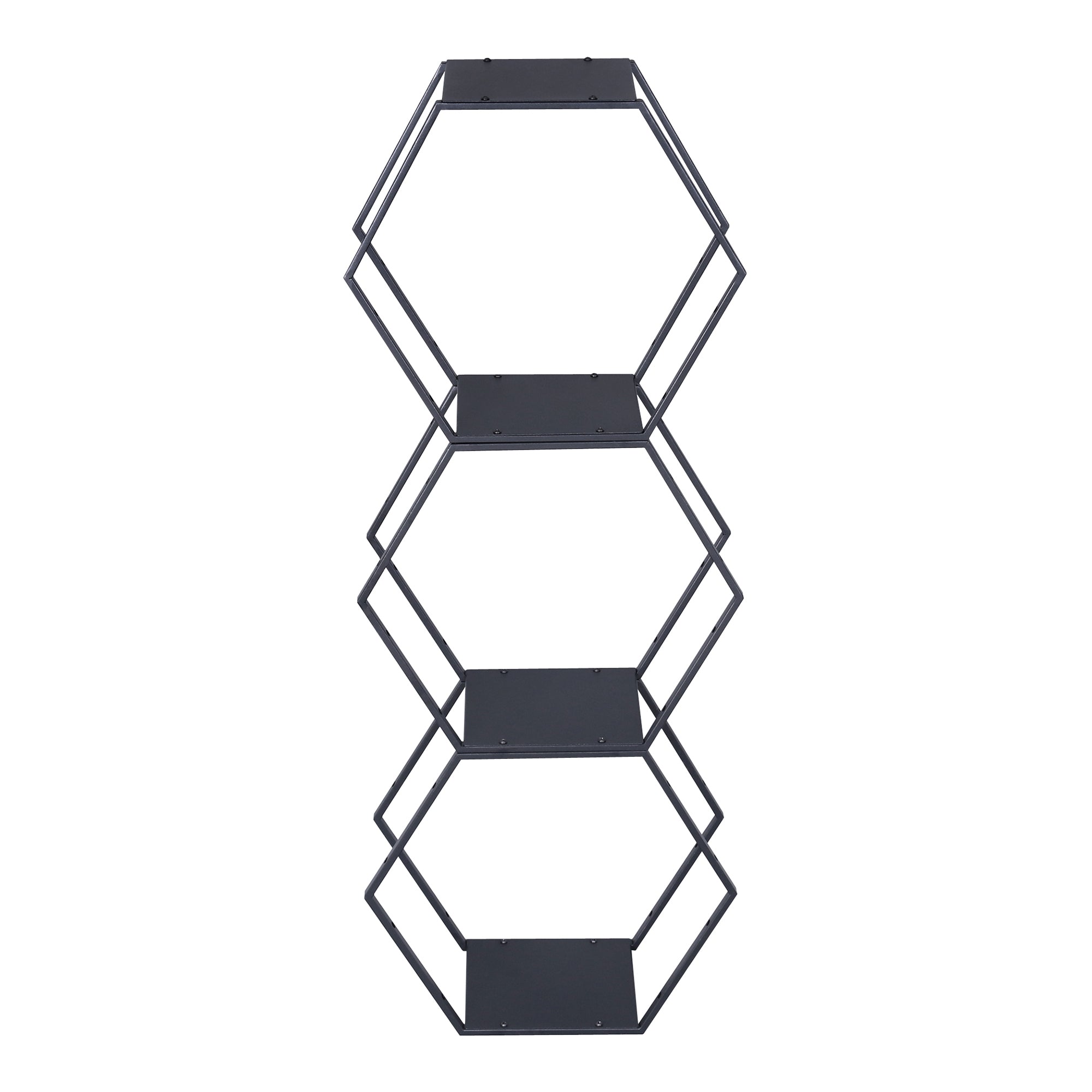 Set Tand 3 Scaffali Esagonali Mensole in Acciaio Scaffali Modulari da Muro o Terra - Nero [en.casa]