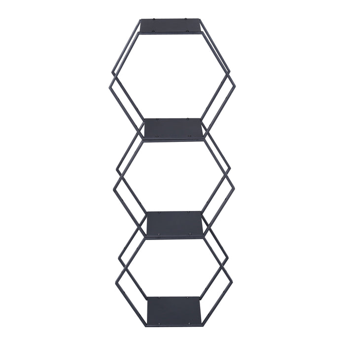 Set Tand 3 Scaffali Esagonali Mensole in Acciaio Scaffali Modulari da Muro o Terra - Nero [en.casa]