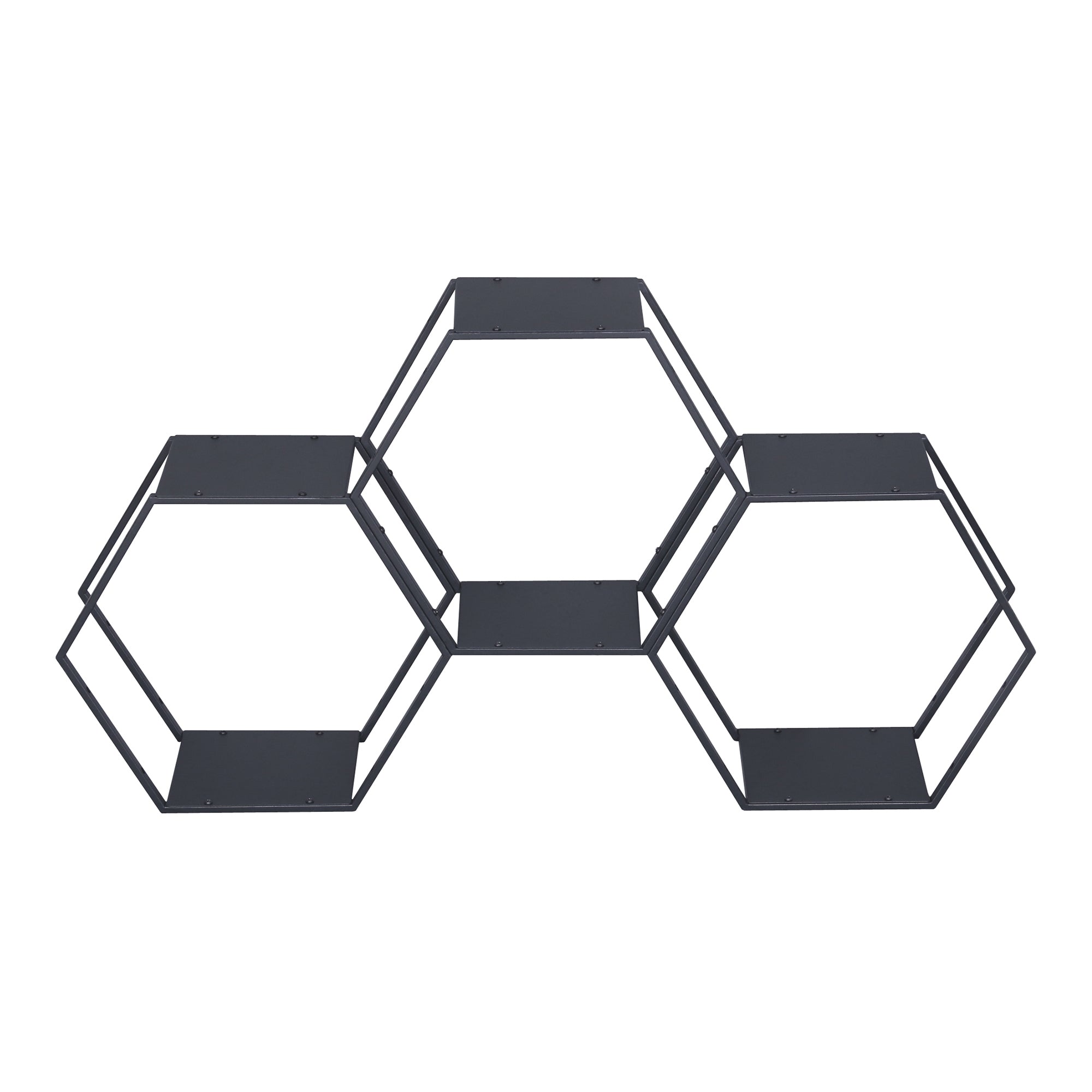 Set Tand 3 Scaffali Esagonali Mensole in Acciaio Scaffali Modulari da Muro o Terra - Nero [en.casa]