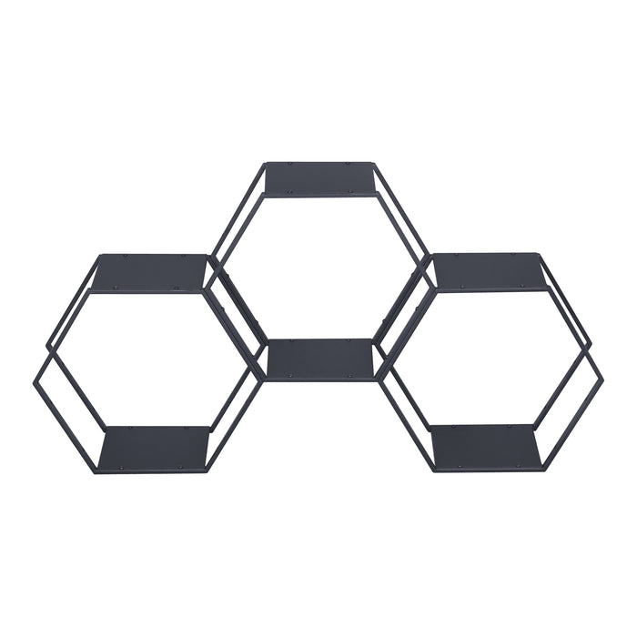 Set Tand 3 Scaffali Esagonali Mensole in Acciaio Scaffali Modulari da Muro o Terra - Nero [en.casa]