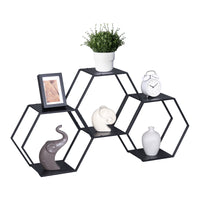 Set Tand 3 Scaffali Esagonali Mensole in Acciaio Scaffali Modulari da Muro o Terra - Nero [en.casa]