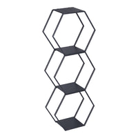 Set Tand 3 Scaffali Esagonali Mensole in Acciaio Scaffali Modulari da Muro o Terra - Nero [en.casa]