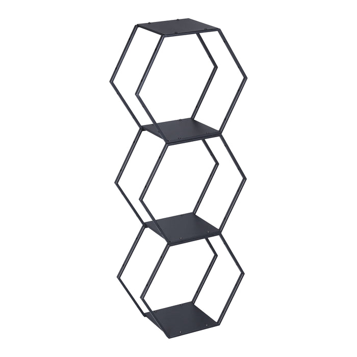 Set Tand 3 Scaffali Esagonali Mensole in Acciaio Scaffali Modulari da Muro o Terra - Nero [en.casa]